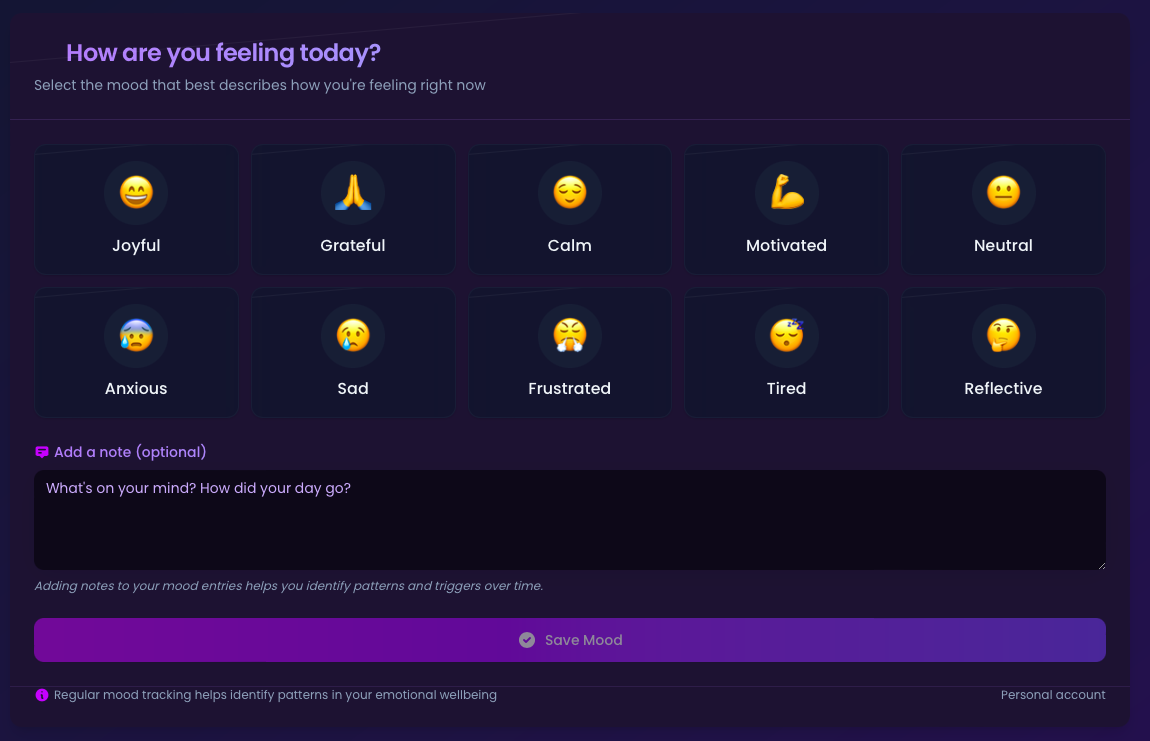 Mood tracking interface